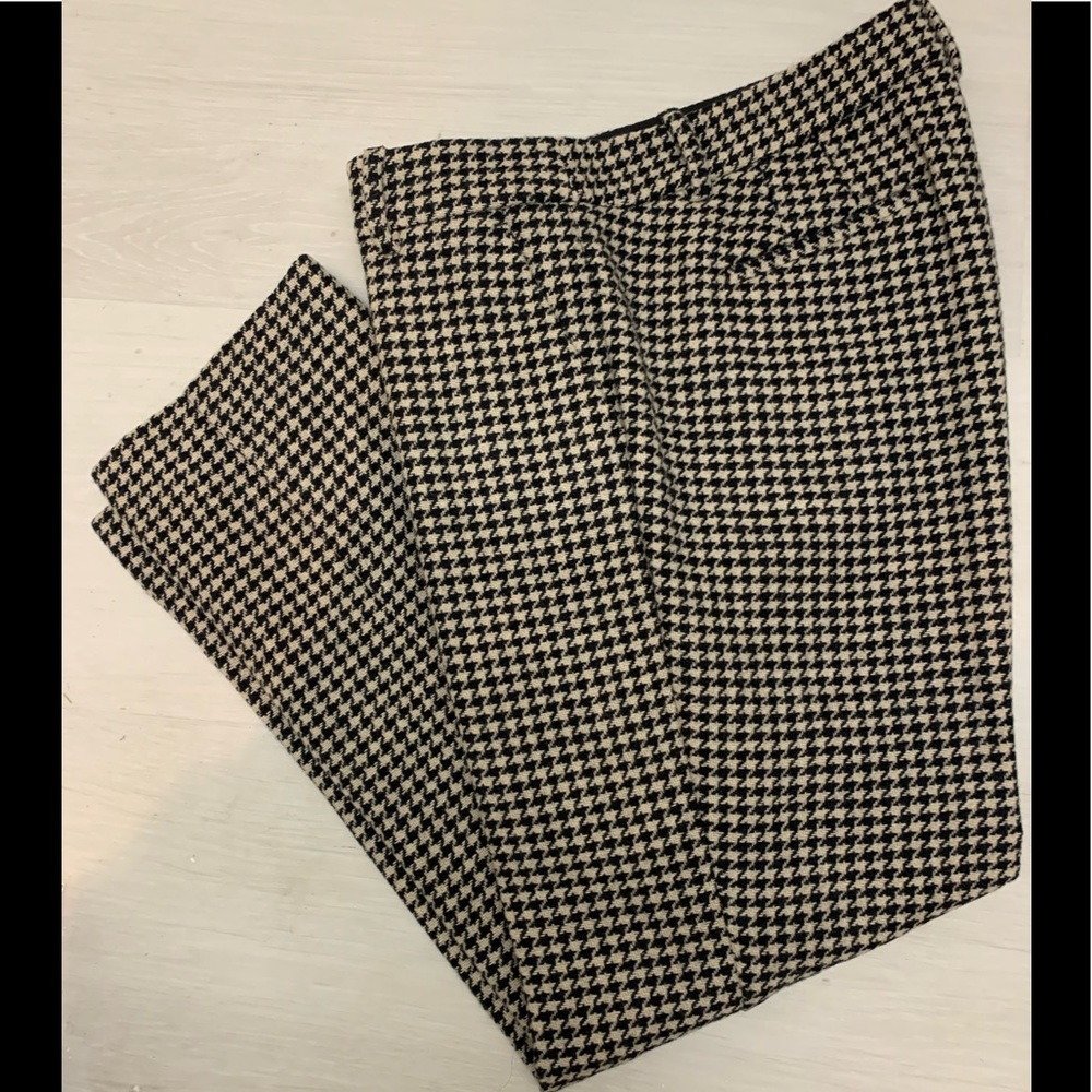 J CREW - Skimmer, Black & White Check, City Fit, 60% Wool, Pants, Size 8